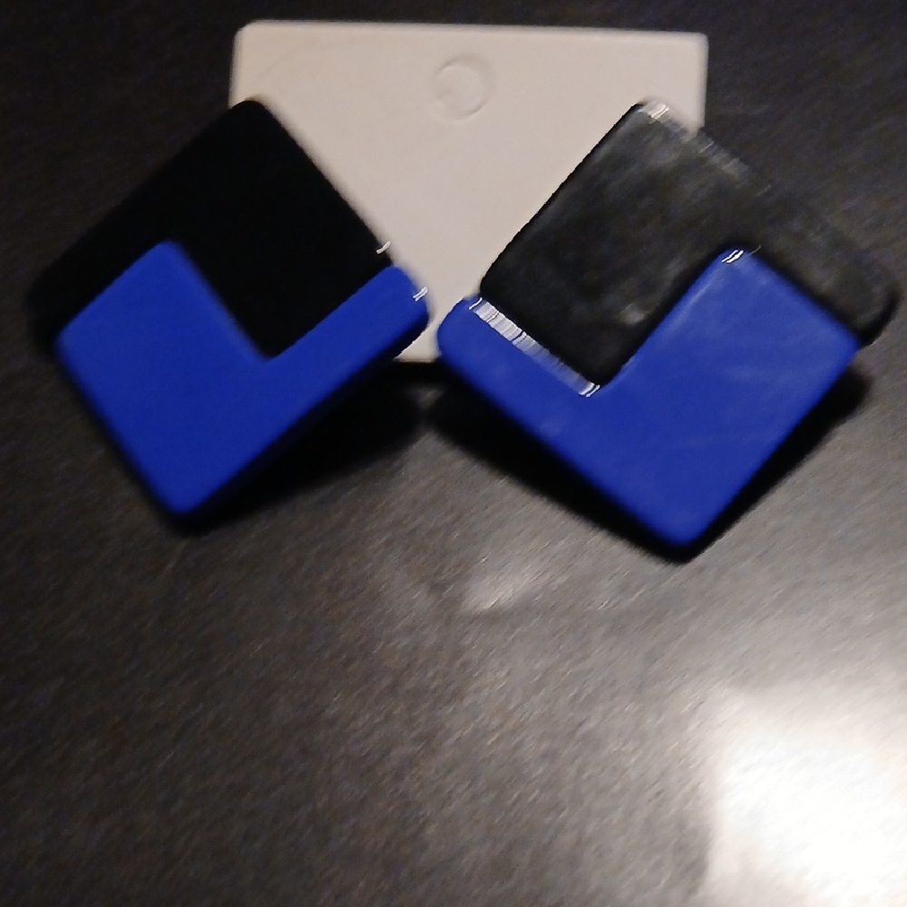 Geometric Black and Blue Pierced Earrings